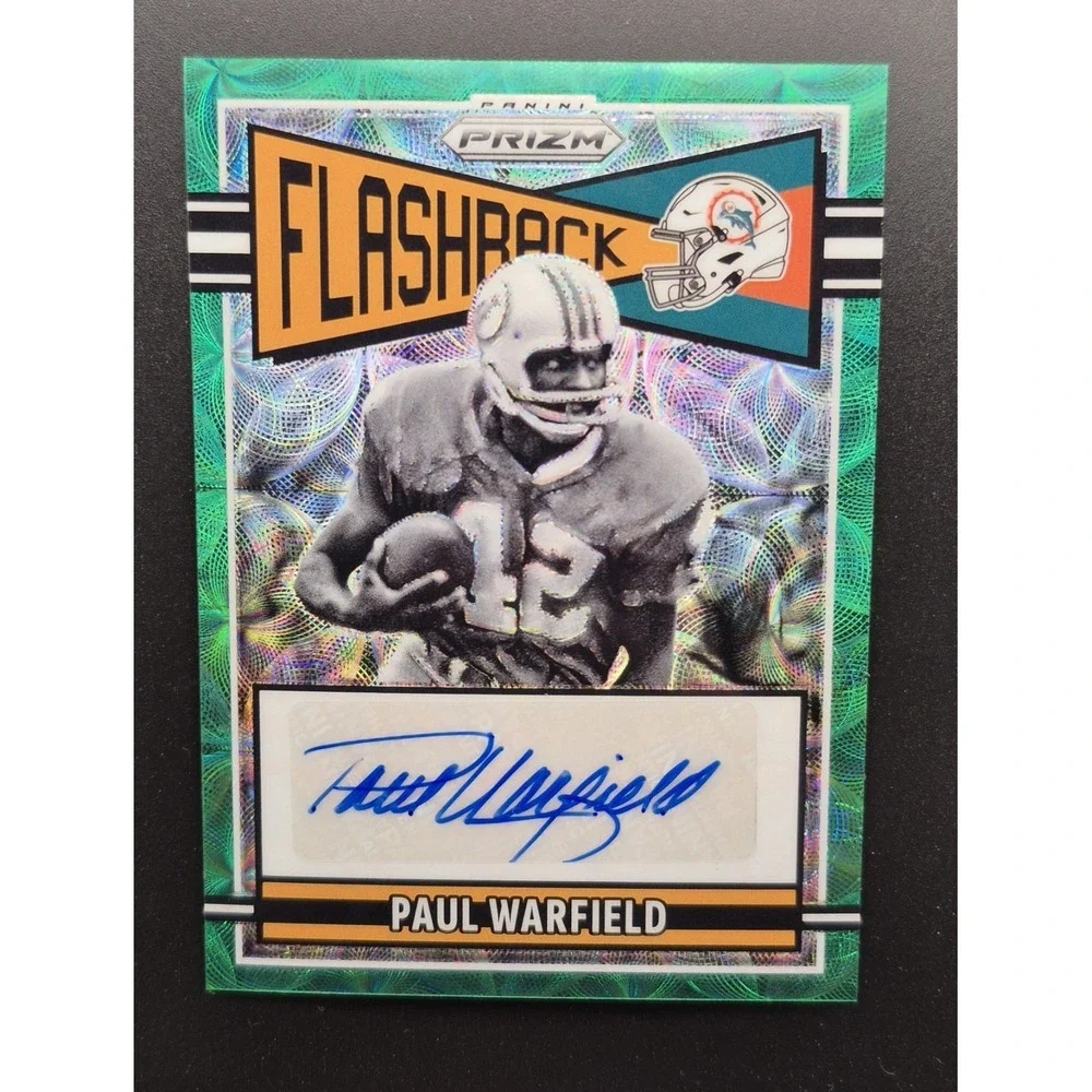 2025 Panini Prizm Paul‎ Warfield #FLA-PWD Flashback Auto Green Scope Prizm /75